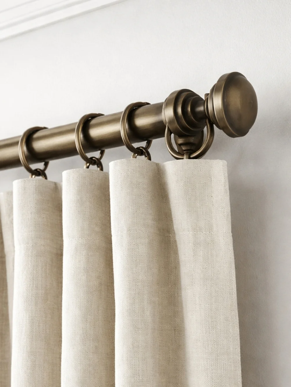 Pottery Barn Somerset Turned Curtain Rod Finials Set of 2 2.5” Antique Brass